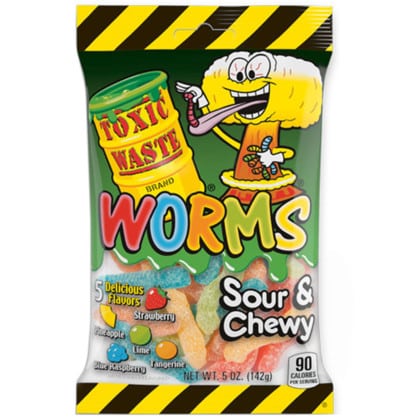 Toxic Waste Sour Gummy Worms Bag (142g)