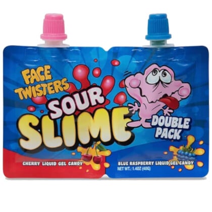 Face Twisters Sour Slime Cherry & Blue Raspberry (40g)