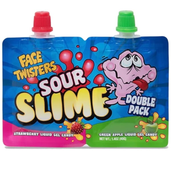 Face Twisters Sour Slime Strawberry & Green Apple (40g)