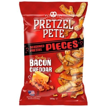 Pretzel Pete Smokey Bacon Cheddar Seasoned Pretzel Pieces (160g)