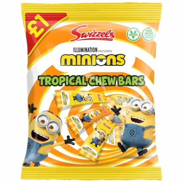 EXPIRED - Swizzels Minions Tropical Chew Bars Bag (120g) BB 31/01/24