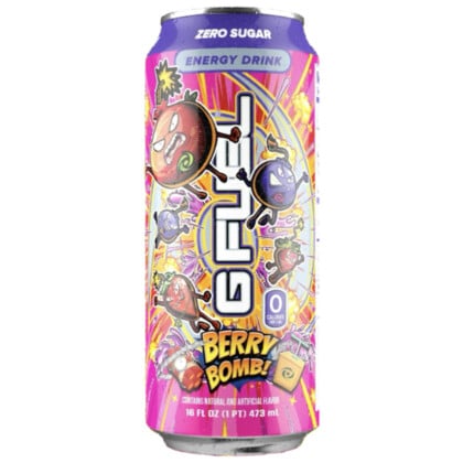 G FUEL Zero Sugar Energy Drink - Berry Bomb - Strawberry & Blueberry (473ml)