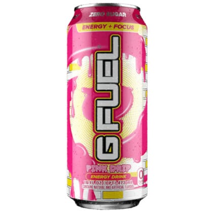 G FUEL Zero Sugar Energy Drink - Pink Drip - Pink Fruit Chew Candy (473ml)