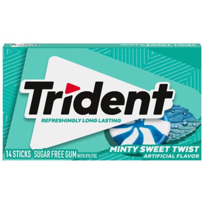 EXPIRED - Trident Minty Sweet Twist Sugar Free Chewing Gum (14pc) BB 15/12/23