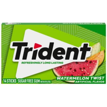 EXPIRED - Trident Watermelon Twist Sugar Free Chewing Gum (14pc) BB 12/12/23
